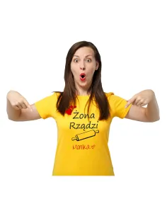 Koszulka z nadrukiem żona rządzi imię