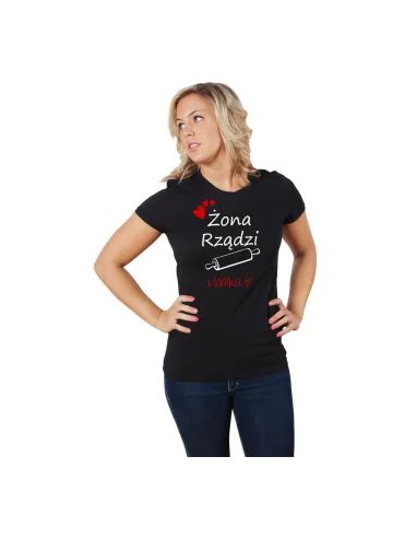 Koszulka z nadrukiem żona rządzi imię