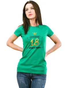 KOSZULKA DAMSKA JEJ WYSOKOŚĆ PREZENT 18 URODZINY