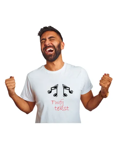 Koszulka muzyczna z nadrukiem twój tekst NUTA MUZYKA