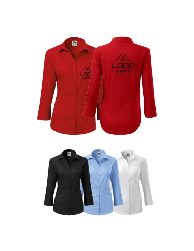 Koszula damska na dł. rękaw z haftem LOGO FIRMY x5