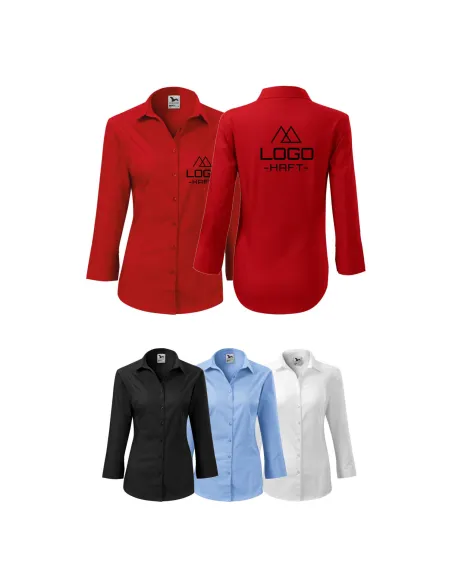 Koszula damska na dł. rękaw z haftem LOGO FIRMY x5