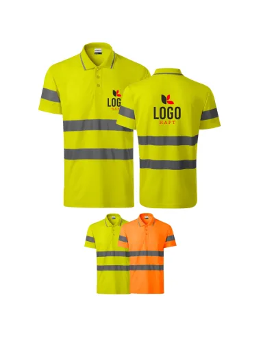 Koszulka POLO robocza Odblaskowa z HAFTEM LOGO x10