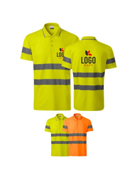 Koszulka POLO robocza Odblaskowa z HAFTEM LOGO x10