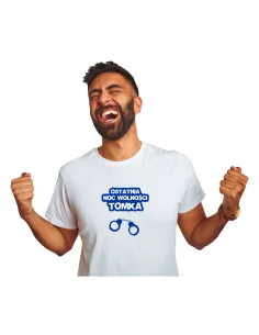 Koszulka z nadrukiem PREZENT na wieczór kawalerski OSTATNIA NOC WOLNOŚCI