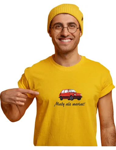 Koszulka z nadrukiem napis MAŁY ALE WARIAT