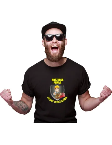 Koszulka z imieniem PREZENT dla SUPER MECHANIKA