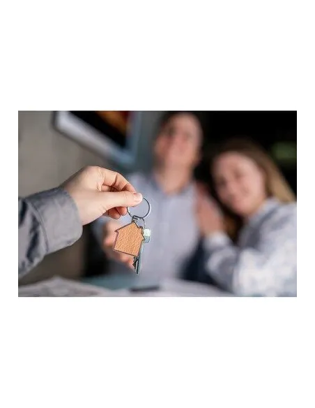 Brelok do kluczy "domek" z nadrukiem UV LOGO 100  szt