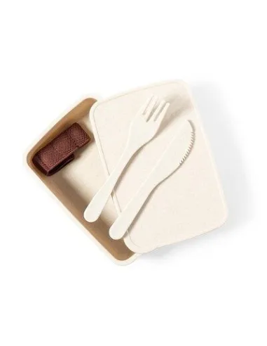 Pudełko śniadaniowe 700 ml, sztućce z nadrukiem UV LOGO 20  szt