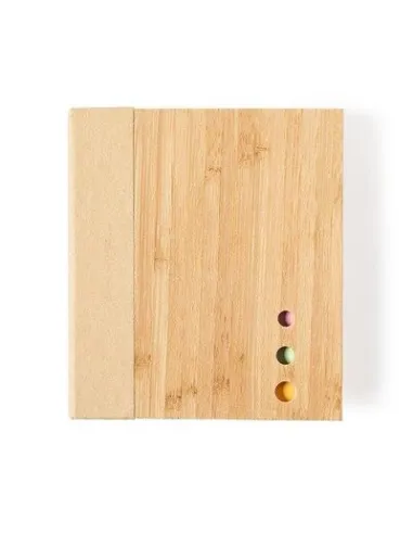 Bambusowy zestaw do notatek, karteczki samoprzylepne z nadrukiem UV LOGO 10 szt