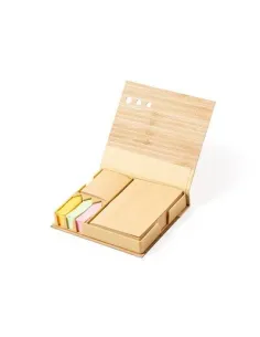 Bambusowy zestaw do notatek, karteczki samoprzylepne z nadrukiem UV LOGO 100 szt