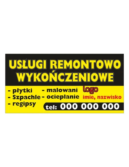 Baner reklamowy gotowe wzory banerów - Usługi remontowo wykończeniowe