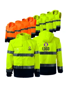 KURTKA OSTRZEGAWCZA FIRMOWA Z WŁASNYM HAFTEM NADRUKIEM LOGO 10 SZTUK