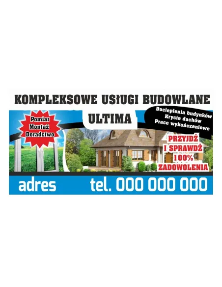 Baner reklamowy gotowe wzory banerów - Kompleksowe usługi budowlane ultima
