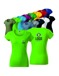 KOSZULKI KOSZULKA DAMSKA T-shirt Z NADRUKIEM HAFTEM LOGO