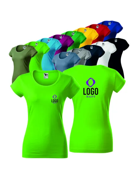 KOSZULKI KOSZULKA DAMSKA T-shirt Z NADRUKIEM HAFTEM LOGO 10 SZTUK