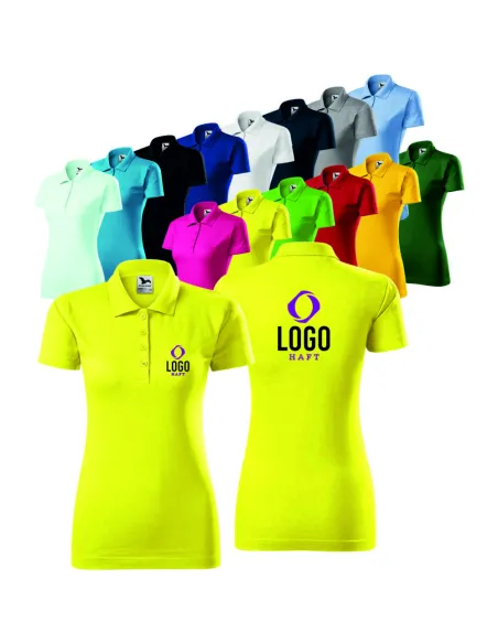 POLO DAMSKIE Z WŁASNYM HAFTEM NADRUKIEM LOGO HAFT KOMPUTEROWY 5 SZTUK