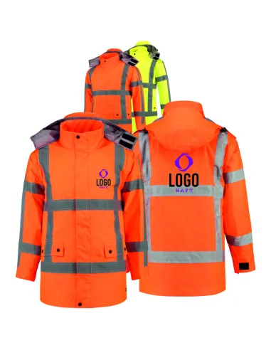 KURTKA OSTRZEGAWCZA Z NADRUKIEM HAFTEM LOGO 5 SZTUK