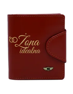 Stylowy damski portfel z napisem ŻONA IDEALNA box