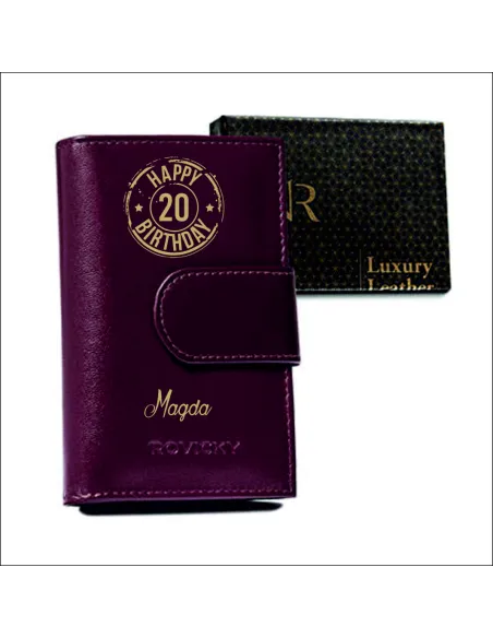 Portfel DAMSKI prezent skóra URODZINY 18 30 40 50