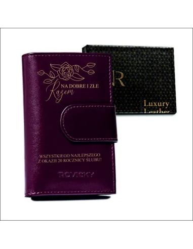 Portfel DLA ŻONY rocznica ślubu INICJAŁY w pudełku