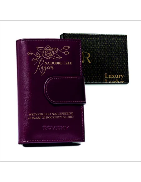 Portfel DLA ŻONY rocznica ślubu INICJAŁY w pudełku