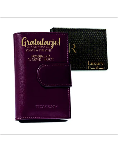 Portfel DLA NIEJ prezent skóra 100% WŁASNY NAPIS