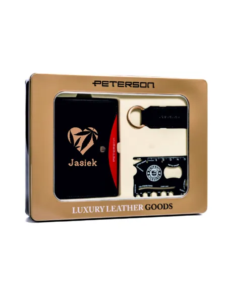Elegancki portfel ZESTAW + grawer Z IMIENIEM skóra