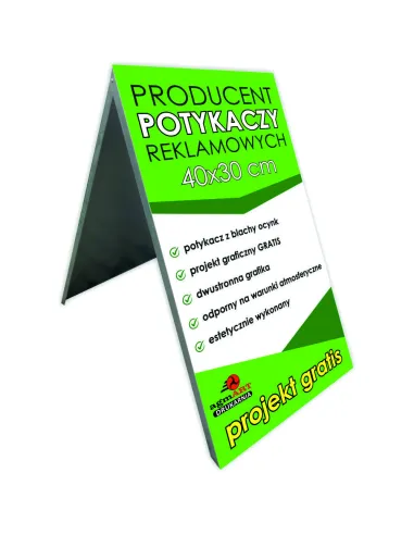 Potykacz Reklamowy 40 x 30 cm z grafiką metalowy PROJEKT GRATIS Stojak