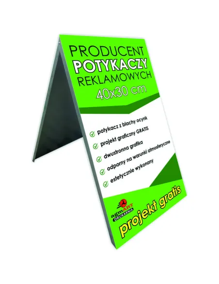 Potykacz Reklamowy 40 x 30 cm z grafiką metalowy PROJEKT GRATIS Stojak