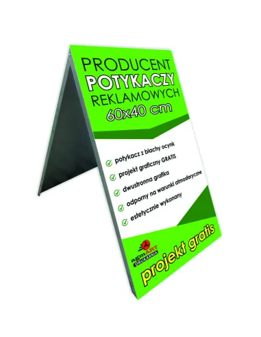 Potykacz Reklamowy 60 x 40 cm z grafiką metalowy PROJEKT GRATIS Stojak