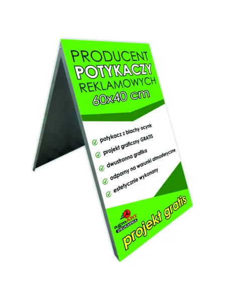 Potykacz Reklamowy 60 x 40 cm z grafiką metalowy PROJEKT GRATIS Stojak