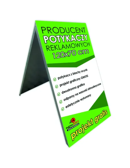 Potykacz Reklamowy 120 x 70 cm z grafiką metalowy PROJEKT GRATIS Stojak
