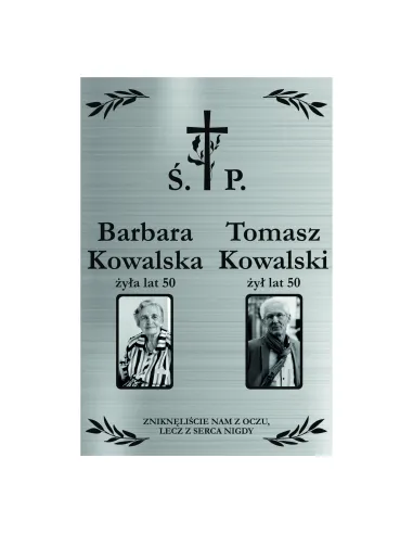 TABLICZKA NAGROBNA NAGROBKOWA ze zdjęciem ALUMINIOWA DIBOND UV 40x30