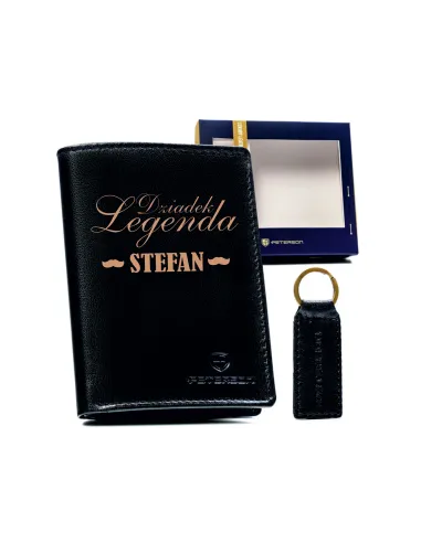 Zestaw na prezent DLA DZIADKA portfel z imieniem ELEGANCKI GRAWER + brelok