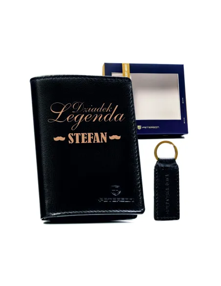 Zestaw na prezent DLA DZIADKA portfel z imieniem ELEGANCKI GRAWER + brelok