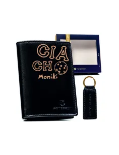 Portfel SKÓRA zestaw prezent dla niego DEDYKACJA dla CHŁOPAKA NARZECZONEGO