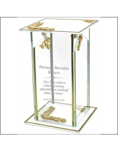 Ekskluzywny znicz szklany PERSONALIZOWANY GRAWER pierwsza rocznica śmierci