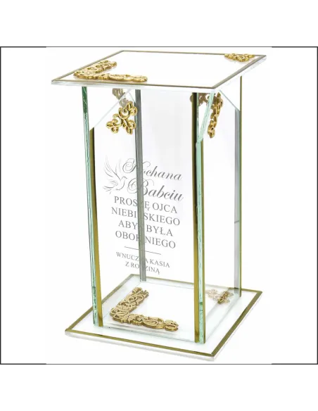 Ekskluzywny znicz szklany PERSONALIZOWANY GRAWER DLA BABCI