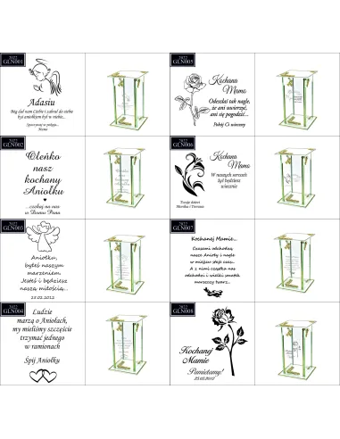 Ekskluzywny znicz szklany PERSONALIZOWANY GRAWER pierwsza rocznica śmierci