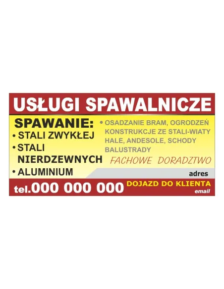 Baner reklamowy gotowe wzory banerów - Usługi spawalnicze