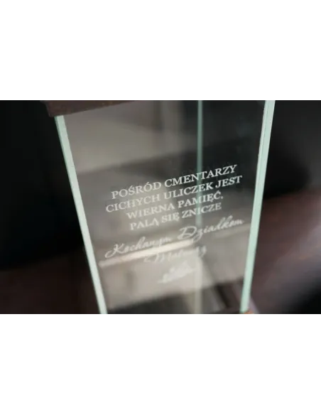 Ekskluzywny znicz szklany PERSONALIZOWANY GRAWER DLA DZIADKA