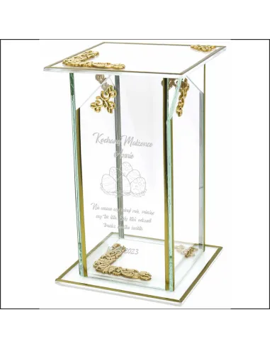 Ekskluzywny znicz szklany PERSONALIZOWANY GRAWER DLA ŻÓNY