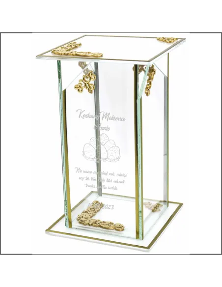 Ekskluzywny znicz szklany PERSONALIZOWANY GRAWER DLA ŻÓNY