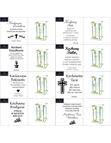 Ekskluzywny znicz szklany PERSONALIZOWANY GRAWER pierwsza rocznica śmierci