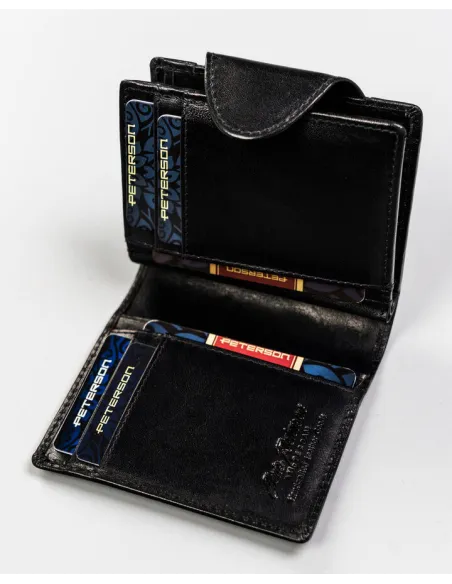 Portfel skórzany czarny damski prezent NA WALENTYNKI DLA ŻONY z GRAWEREM