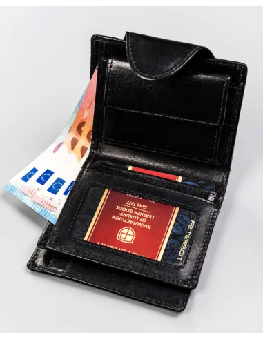 Portfel skórzany czarny damski prezent NA WALENTYNKI DLA BABCI z GRAWEREM