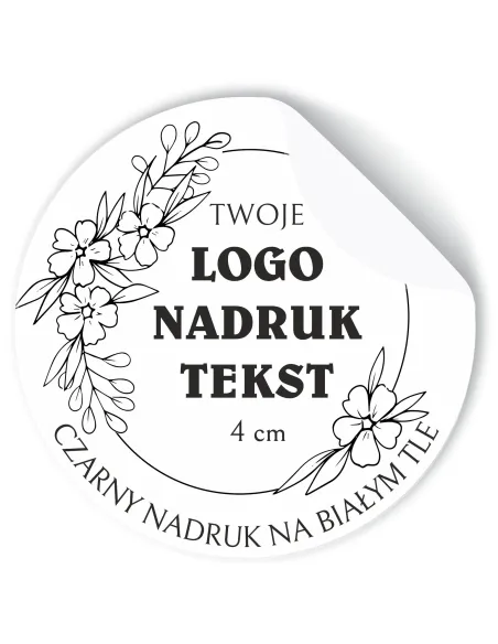 Naklejki z LOGO ETYKIETY REKLAMOWE twój nadruk grafika tekst 4 cm 500 szt