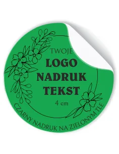 Naklejki z LOGO ETYKIETY REKLAMOWE twój nadruk grafika zielone 4cm 500szt