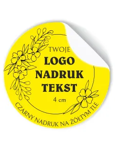 Naklejki z LOGO ETYKIETY REKLAMOWE twój nadruk grafika żółte 4cm 500szt